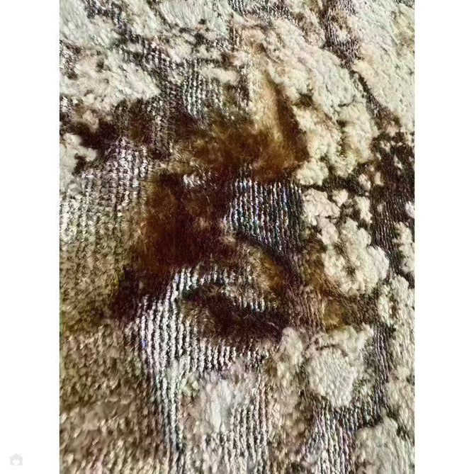 Aurora AU16 Strata Modern Abstract Distressed Marbled Metallic Shimmer Textured High-Density Soft Smooth Low Profile Polyblend Short-Pile Beige/Bronze/Brown/Champagne/Grey Runner