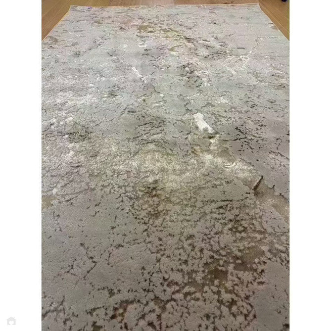 Aurora AU16 Strata Modern Abstract Distressed Marbled Metallic Shimmer Textured High-Density Soft Smooth Low Profile Polyblend Short-Pile Beige/Bronze/Brown/Champagne/Grey Runner