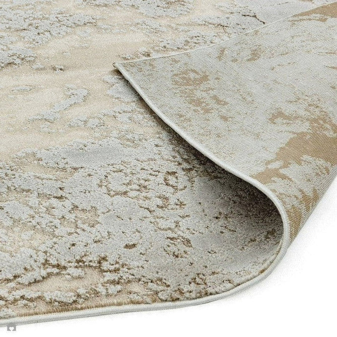 Aurora AU16 Strata Modern Abstract Distressed Marbled Metallic Shimmer Textured High-Density Soft Smooth Low Profile Polyblend Short-Pile Beige/Bronze/Brown/Champagne/Grey Runner-Asiatic Carpets-Rug Love - The Most Loved Rug Store