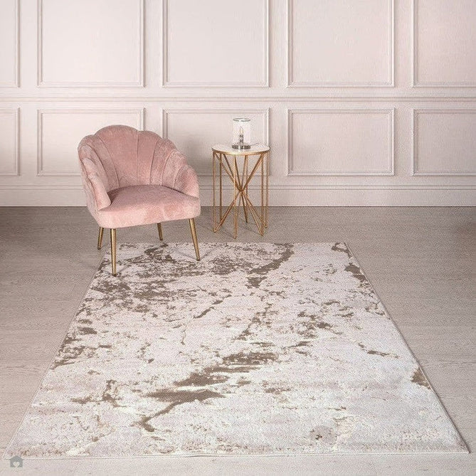 Aurora AU16 Strata Modern Abstract Distressed Marbled Metallic Shimmer Textured High-Density Soft Smooth Low Profile Polyblend Short-Pile Beige/Bronze/Brown/Champagne/Grey Runner-Asiatic Carpets-Rug Love - The Most Loved Rug Store