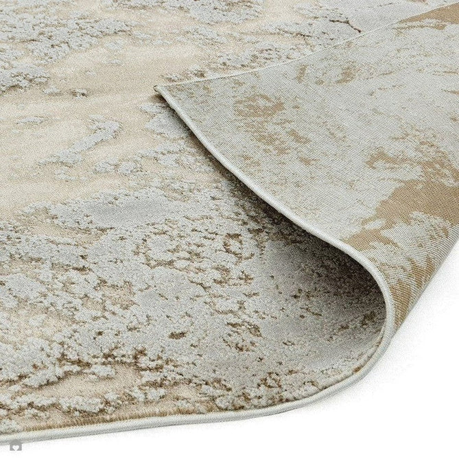 Aurora AU16 Strata Modern Abstract Distressed Marbled Metallic Shimmer Textured High-Density Soft Smooth Low Profile Polyblend Short-Pile Beige/Bronze/Brown/Champagne/Grey Runner-Asiatic Carpets-Rug Love - The Most Loved Rug Store