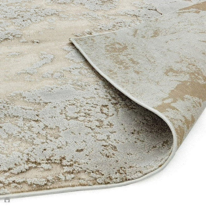 Aurora AU16 Strata Modern Abstract Distressed Marbled Metallic Shimmer Textured High-Density Soft Smooth Low Profile Polyblend Short-Pile Beige/Bronze/Brown/Champagne/Grey Runner-Asiatic Carpets-Rug Love - The Most Loved Rug Store