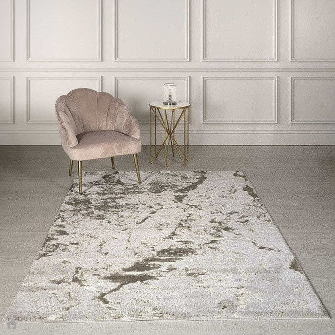 Aurora AU16 Strata Modern Abstract Distressed Marbled Metallic Shimmer Textured High-Density Soft Smooth Low Profile Polyblend Short-Pile Beige/Bronze/Brown/Champagne/Grey Runner-Asiatic Carpets-Rug Love - The Most Loved Rug Store