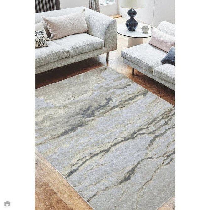 Aurora AU17 Linea Modern Abstract Distressed Marbled Metallic Shimmer Textured High-Density Soft Smooth Low Profile Polyblend Short-Pile Beige/Bronze/Brown/Champagne/Grey Rug-Asiatic Carpets-Rug Love - The Most Loved Rug Store