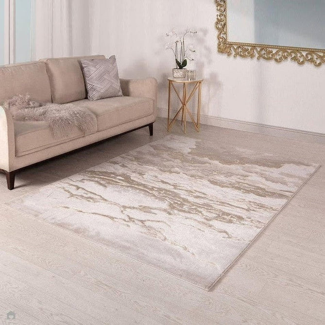 Aurora AU17 Linea Modern Abstract Distressed Marbled Metallic Shimmer Textured High-Density Soft Smooth Low Profile Polyblend Short-Pile Beige/Bronze/Brown/Champagne/Grey Rug-Asiatic Carpets-Rug Love - The Most Loved Rug Store
