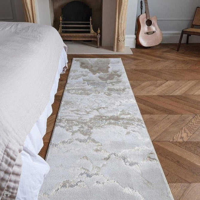 Aurora AU17 Linea Modern Abstract Distressed Marbled Metallic Shimmer Textured High-Density Soft Smooth Low Profile Polyblend Short-Pile Beige/Bronze/Brown/Champagne/Grey Rug-Asiatic Carpets-Rug Love - The Most Loved Rug Store