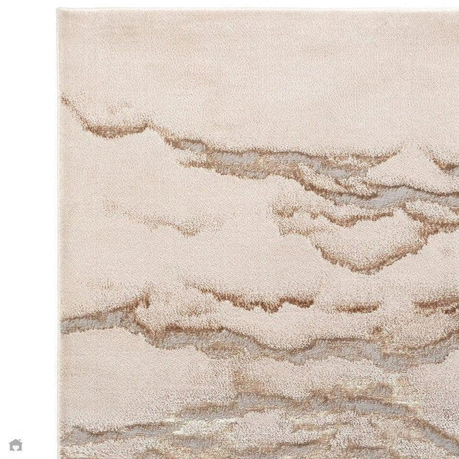 Aurora AU17 Linea Modern Abstract Distressed Marbled Metallic Shimmer Textured High-Density Soft Smooth Low Profile Polyblend Short-Pile Beige/Bronze/Brown/Champagne/Grey Rug-Asiatic Carpets-Rug Love - The Most Loved Rug Store