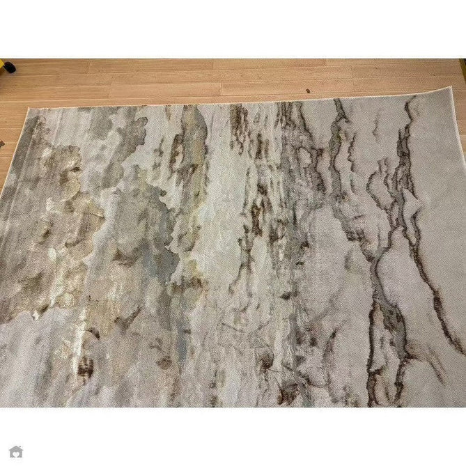 Aurora AU17 Linea Modern Abstract Distressed Marbled Metallic Shimmer Textured High-Density Soft Smooth Low Profile Polyblend Short-Pile Beige/Bronze/Brown/Champagne/Grey Rug-Asiatic Carpets-Rug Love - The Most Loved Rug Store