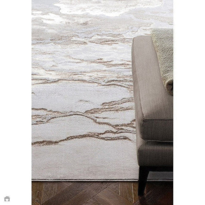 Aurora AU17 Linea Modern Abstract Distressed Marbled Metallic Shimmer Textured High-Density Soft Smooth Low Profile Polyblend Short-Pile Beige/Bronze/Brown/Champagne/Grey Rug-Asiatic Carpets-Rug Love - The Most Loved Rug Store