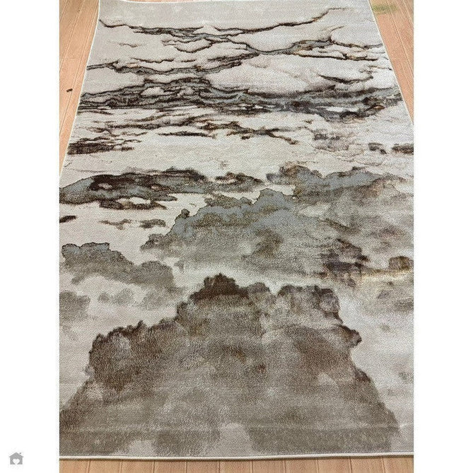 Aurora AU17 Linea Modern Abstract Distressed Marbled Metallic Shimmer Textured High-Density Soft Smooth Low Profile Polyblend Short-Pile Beige/Bronze/Brown/Champagne/Grey Rug-Asiatic Carpets-Rug Love - The Most Loved Rug Store