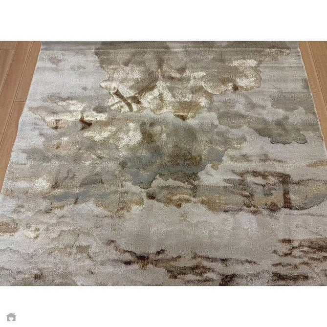Aurora AU17 Linea Modern Abstract Distressed Marbled Metallic Shimmer Textured High-Density Soft Smooth Low Profile Polyblend Short-Pile Beige/Bronze/Brown/Champagne/Grey Rug-Asiatic Carpets-Rug Love - The Most Loved Rug Store