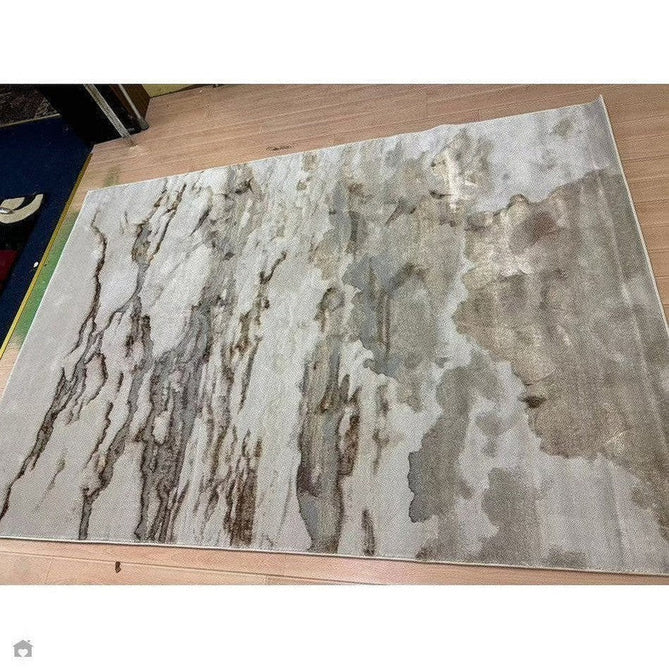 Aurora AU17 Linea Modern Abstract Distressed Marbled Metallic Shimmer Textured High-Density Soft Smooth Low Profile Polyblend Short-Pile Beige/Bronze/Brown/Champagne/Grey Rug-Asiatic Carpets-Rug Love - The Most Loved Rug Store