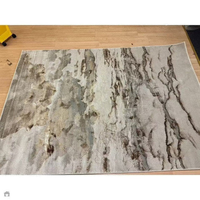Aurora AU17 Linea Modern Abstract Distressed Marbled Metallic Shimmer Textured High-Density Soft Smooth Low Profile Polyblend Short-Pile Beige/Bronze/Brown/Champagne/Grey Rug-Asiatic Carpets-Rug Love - The Most Loved Rug Store