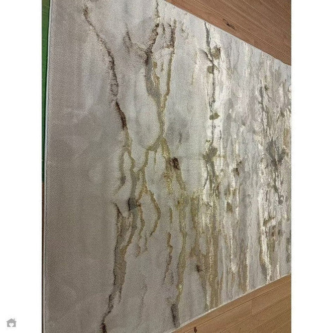 Aurora AU17 Linea Modern Abstract Distressed Marbled Metallic Shimmer Textured High-Density Soft Smooth Low Profile Polyblend Short-Pile Beige/Bronze/Brown/Champagne/Grey Rug-Asiatic Carpets-Rug Love - The Most Loved Rug Store