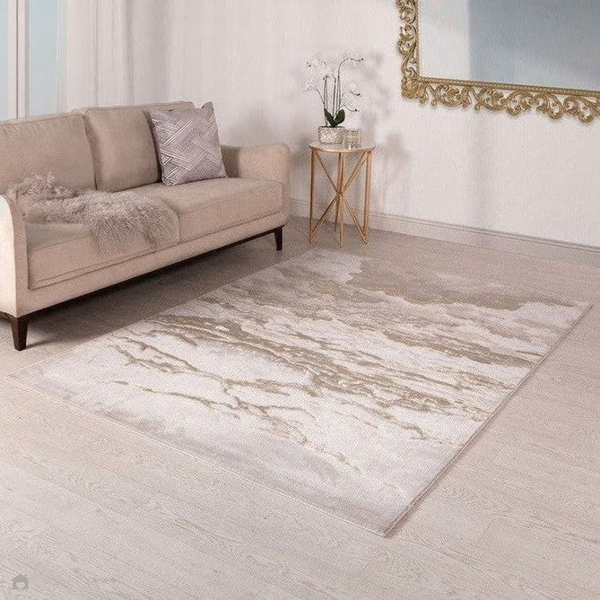 Aurora AU17 Linea Modern Abstract Distressed Marbled Metallic Shimmer Textured High-Density Soft Smooth Low Profile Polyblend Short-Pile Beige/Bronze/Brown/Champagne/Grey Rug-Asiatic Carpets-Rug Love - The Most Loved Rug Store