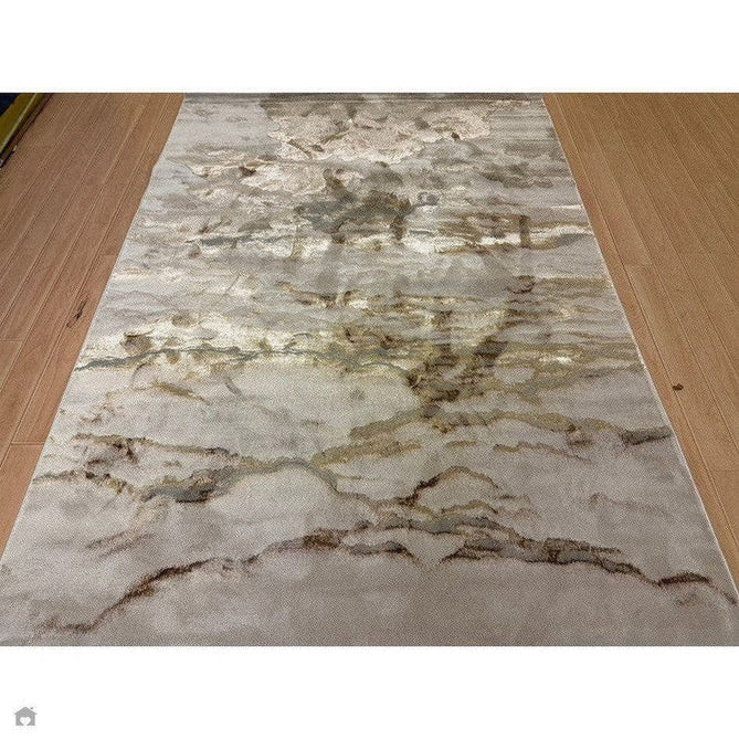 Aurora AU17 Linea Modern Abstract Distressed Marbled Metallic Shimmer Textured High-Density Soft Smooth Low Profile Polyblend Short-Pile Beige/Bronze/Brown/Champagne/Grey Rug-Asiatic Carpets-Rug Love - The Most Loved Rug Store