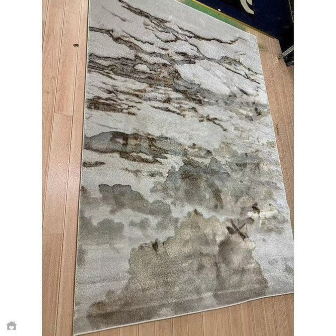 Aurora AU17 Linea Modern Abstract Distressed Marbled Metallic Shimmer Textured High-Density Soft Smooth Low Profile Polyblend Short-Pile Beige/Bronze/Brown/Champagne/Grey Rug-Asiatic Carpets-Rug Love - The Most Loved Rug Store