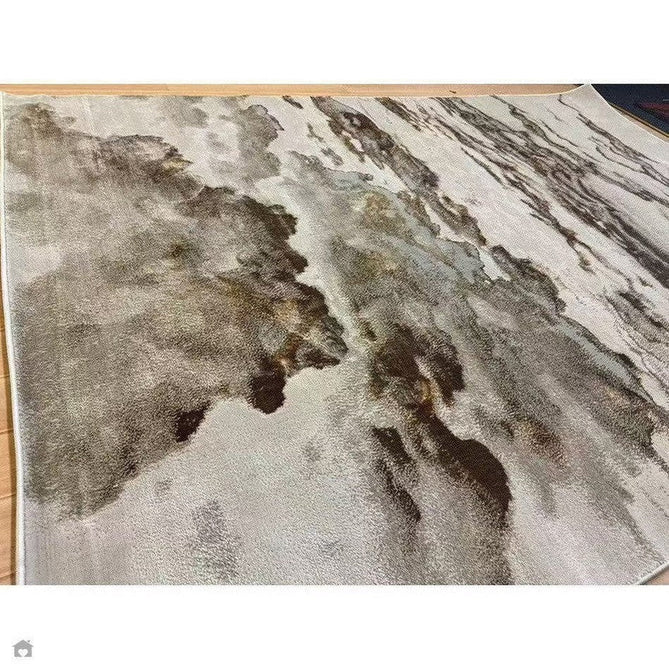 Aurora AU17 Linea Modern Abstract Distressed Marbled Metallic Shimmer Textured High-Density Soft Smooth Low Profile Polyblend Short-Pile Beige/Bronze/Brown/Champagne/Grey Rug-Asiatic Carpets-Rug Love - The Most Loved Rug Store