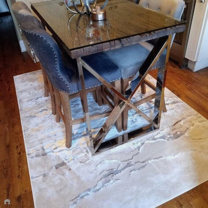 Aurora AU17 Linea Modern Abstract Distressed Marbled Metallic Shimmer Textured High-Density Soft Smooth Low Profile Polyblend Short-Pile Beige/Bronze/Brown/Champagne/Grey Rug-Asiatic Carpets-Rug Love - The Most Loved Rug Store