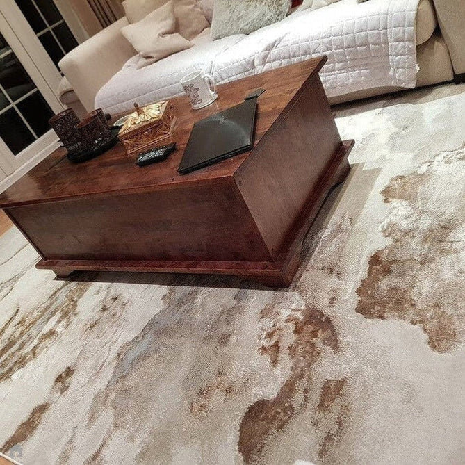 Aurora AU17 Linea Modern Abstract Distressed Marbled Metallic Shimmer Textured High-Density Soft Smooth Low Profile Polyblend Short-Pile Beige/Bronze/Brown/Champagne/Grey Rug-Asiatic Carpets-Rug Love - The Most Loved Rug Store