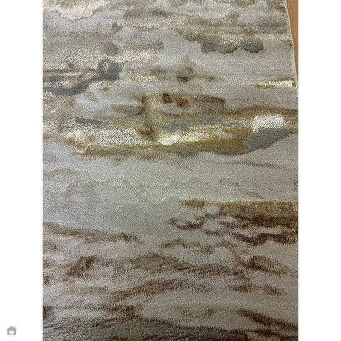 Aurora AU17 Linea Modern Abstract Distressed Marbled Metallic Shimmer Textured High-Density Soft Smooth Low Profile Polyblend Short-Pile Beige/Bronze/Brown/Champagne/Grey Rug-Asiatic Carpets-Rug Love - The Most Loved Rug Store