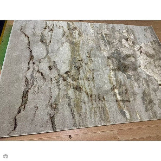 Aurora AU17 Linea Modern Abstract Distressed Marbled Metallic Shimmer Textured High-Density Soft Smooth Low Profile Polyblend Short-Pile Beige/Bronze/Brown/Champagne/Grey Rug-Asiatic Carpets-Rug Love - The Most Loved Rug Store