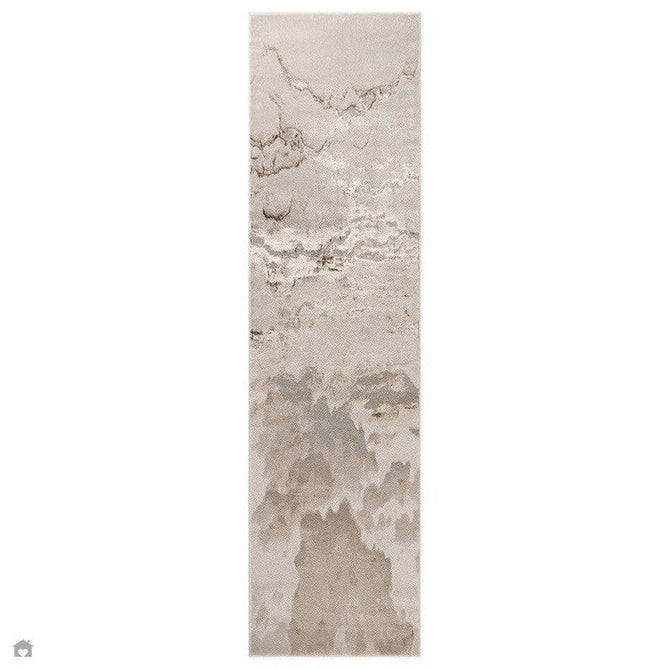 Aurora AU17 Linea Modern Abstract Distressed Marbled Metallic Shimmer Textured High-Density Soft Smooth Low Profile Polyblend Short-Pile Beige/Bronze/Brown/Champagne/Grey Runner-Asiatic Carpets-Rug Love - The Most Loved Rug Store