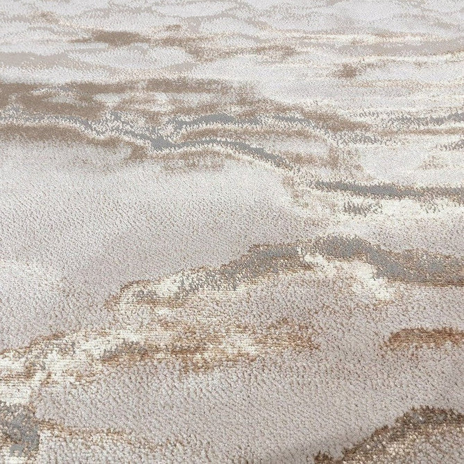 Aurora AU17 Linea Modern Abstract Distressed Marbled Metallic Shimmer Textured High-Density Soft Smooth Low Profile Polyblend Short-Pile Beige/Bronze/Brown/Champagne/Grey Runner-Asiatic Carpets-Rug Love - The Most Loved Rug Store