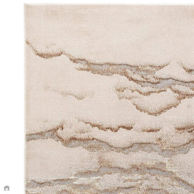 Aurora AU17 Linea Modern Abstract Distressed Marbled Metallic Shimmer Textured High-Density Soft Smooth Low Profile Polyblend Short-Pile Beige/Bronze/Brown/Champagne/Grey Runner-Asiatic Carpets-Rug Love - The Most Loved Rug Store