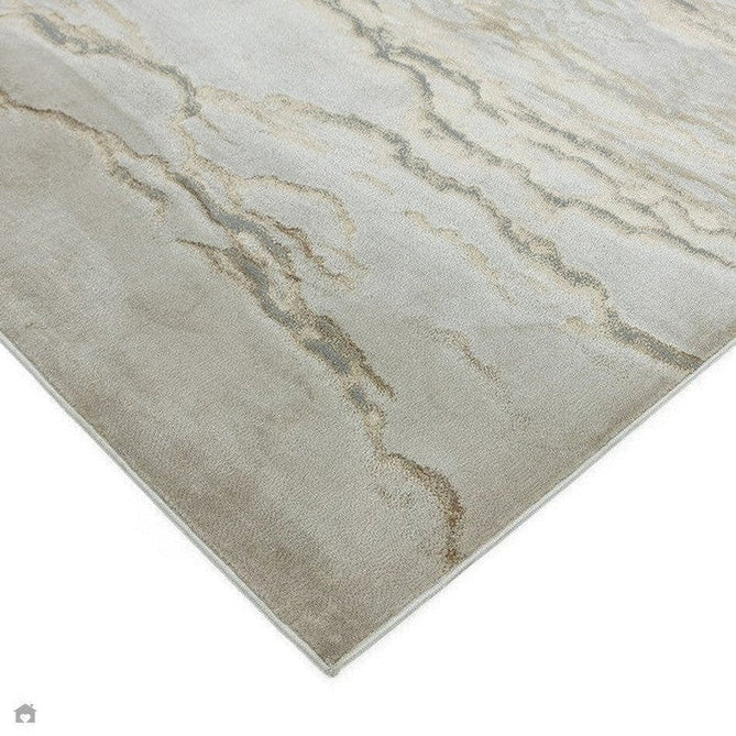 Aurora AU17 Linea Modern Abstract Distressed Marbled Metallic Shimmer Textured High-Density Soft Smooth Low Profile Polyblend Short-Pile Beige/Bronze/Brown/Champagne/Grey Runner-Asiatic Carpets-Rug Love - The Most Loved Rug Store
