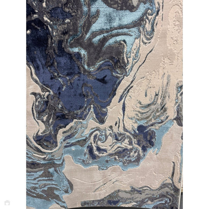 Aurora AU18 Ocean Modern Abstract Distressed Marbled Metallic Shimmer Textured High-Density Soft Smooth Low Profile Polyblend Short-Pile Cream/Navy Blue/Light Blue/Charcoal/Silver/Blue-Grey/Off White Rug-Asiatic Carpets-Rug Love - The Most Loved Rug Store