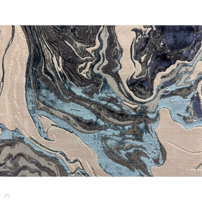 Aurora AU18 Ocean Modern Abstract Distressed Marbled Metallic Shimmer Textured High-Density Soft Smooth Low Profile Polyblend Short-Pile Cream/Navy Blue/Light Blue/Charcoal/Silver/Blue-Grey/Off White Rug-Asiatic Carpets-Rug Love - The Most Loved Rug Store