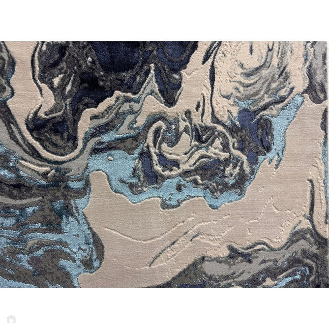 Aurora AU18 Ocean Modern Abstract Distressed Marbled Metallic Shimmer Textured High-Density Soft Smooth Low Profile Polyblend Short-Pile Cream/Navy Blue/Light Blue/Charcoal/Silver/Blue-Grey/Off White Rug-Asiatic Carpets-Rug Love - The Most Loved Rug Store