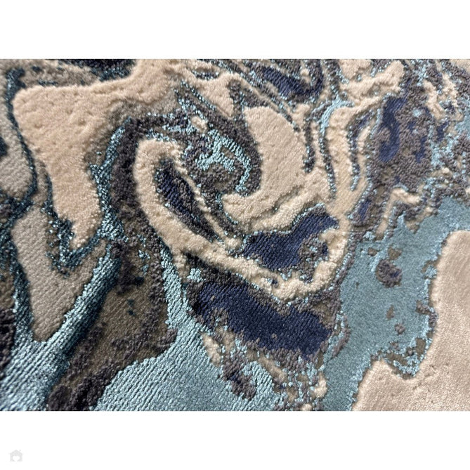 Aurora AU18 Ocean Modern Abstract Distressed Marbled Metallic Shimmer Textured High-Density Soft Smooth Low Profile Polyblend Short-Pile Cream/Navy Blue/Light Blue/Charcoal/Silver/Blue-Grey/Off White Rug-Asiatic Carpets-Rug Love - The Most Loved Rug Store
