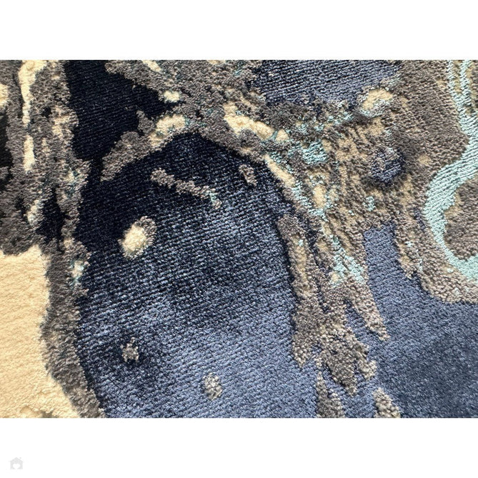 Aurora AU18 Ocean Modern Abstract Distressed Marbled Metallic Shimmer Textured High-Density Soft Smooth Low Profile Polyblend Short-Pile Cream/Navy Blue/Light Blue/Charcoal/Silver/Blue-Grey/Off White Rug-Asiatic Carpets-Rug Love - The Most Loved Rug Store