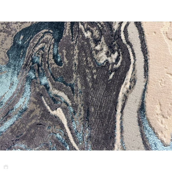 Aurora AU18 Ocean Modern Abstract Distressed Marbled Metallic Shimmer Textured High-Density Soft Smooth Low Profile Polyblend Short-Pile Cream/Navy Blue/Light Blue/Charcoal/Silver/Blue-Grey/Off White Rug-Asiatic Carpets-Rug Love - The Most Loved Rug Store