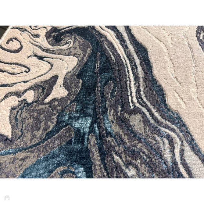Aurora AU18 Ocean Modern Abstract Distressed Marbled Metallic Shimmer Textured High-Density Soft Smooth Low Profile Polyblend Short-Pile Cream/Navy Blue/Light Blue/Charcoal/Silver/Blue-Grey/Off White Rug-Asiatic Carpets-Rug Love - The Most Loved Rug Store