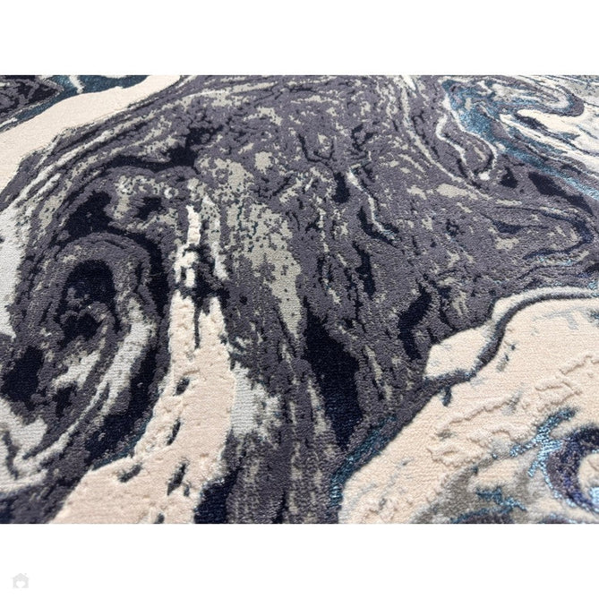 Aurora AU18 Ocean Modern Abstract Distressed Marbled Metallic Shimmer Textured High-Density Soft Smooth Low Profile Polyblend Short-Pile Cream/Navy Blue/Light Blue/Charcoal/Silver/Blue-Grey/Off White Rug-Asiatic Carpets-Rug Love - The Most Loved Rug Store