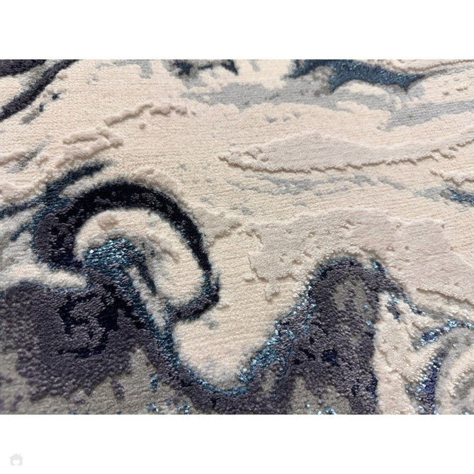 Aurora AU18 Ocean Modern Abstract Distressed Marbled Metallic Shimmer Textured High-Density Soft Smooth Low Profile Polyblend Short-Pile Cream/Navy Blue/Light Blue/Charcoal/Silver/Blue-Grey/Off White Rug-Asiatic Carpets-Rug Love - The Most Loved Rug Store
