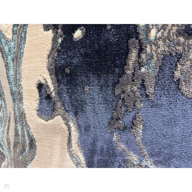Aurora AU18 Ocean Modern Abstract Distressed Marbled Metallic Shimmer Textured High-Density Soft Smooth Low Profile Polyblend Short-Pile Cream/Navy Blue/Light Blue/Charcoal/Silver/Blue-Grey/Off White Rug-Asiatic Carpets-Rug Love - The Most Loved Rug Store