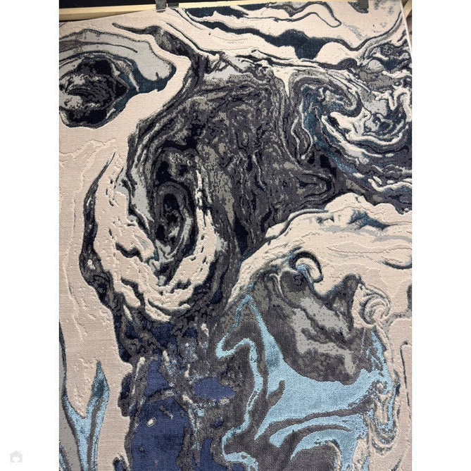 Aurora AU18 Ocean Modern Abstract Distressed Marbled Metallic Shimmer Textured High-Density Soft Smooth Low Profile Polyblend Short-Pile Cream/Navy Blue/Light Blue/Charcoal/Silver/Blue-Grey/Off White Rug-Asiatic Carpets-Rug Love - The Most Loved Rug Store