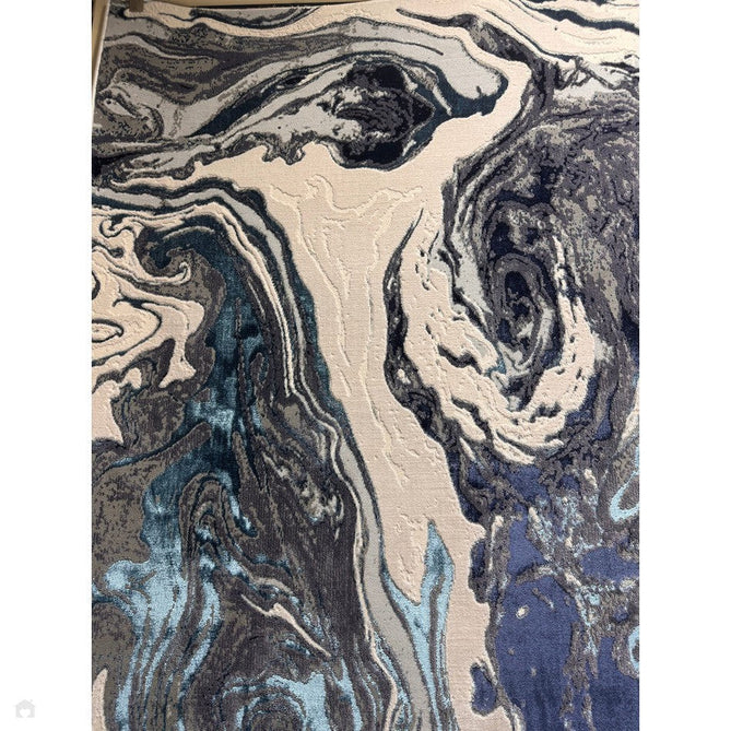 Aurora AU18 Ocean Modern Abstract Distressed Marbled Metallic Shimmer Textured High-Density Soft Smooth Low Profile Polyblend Short-Pile Cream/Navy Blue/Light Blue/Charcoal/Silver/Blue-Grey/Off White Rug-Asiatic Carpets-Rug Love - The Most Loved Rug Store