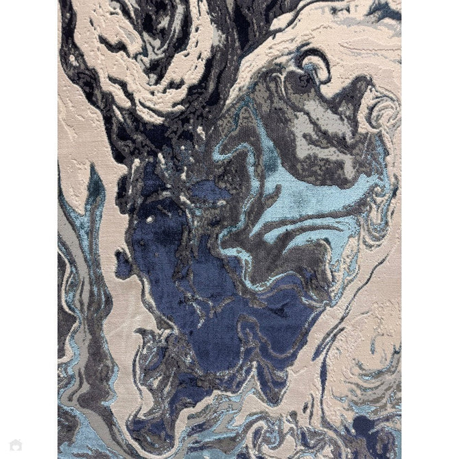 Aurora AU18 Ocean Modern Abstract Distressed Marbled Metallic Shimmer Textured High-Density Soft Smooth Low Profile Polyblend Short-Pile Cream/Navy Blue/Light Blue/Charcoal/Silver/Blue-Grey/Off White Rug-Asiatic Carpets-Rug Love - The Most Loved Rug Store