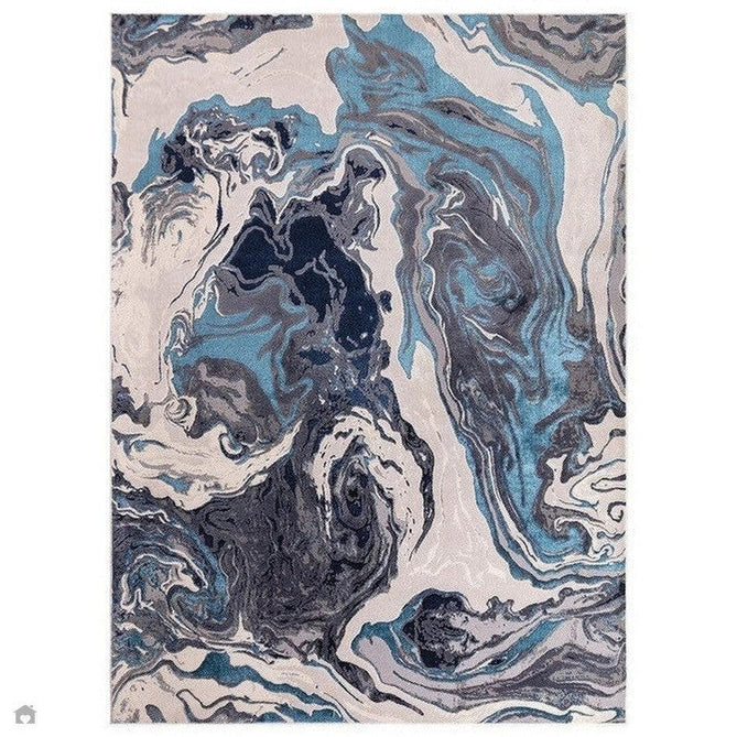 Aurora AU18 Ocean Modern Abstract Distressed Marbled Metallic Shimmer Textured High-Density Soft Smooth Low Profile Short-Pile Navy Blue/Blue/Charcoal/Silver Rug-Asiatic Carpets-Rug Love - The Most Loved Rug Store