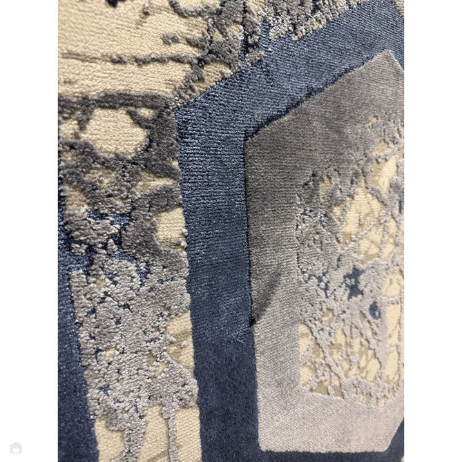 Aurora AU19 Hexagon Modern Abstract Distressed Marbled Metallic Shimmer Textured High-Density Soft Smooth Low Profile Short-Pile Navy Blue/Blue/Charcoal/Silver Rug-Asiatic Carpets-Rug Love - The Most Loved Rug Store