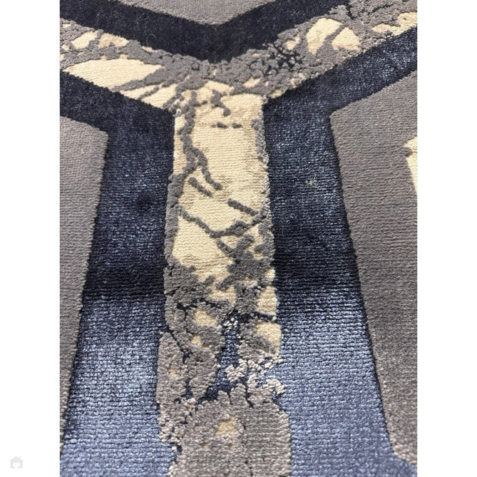 Aurora AU19 Hexagon Modern Abstract Distressed Marbled Metallic Shimmer Textured High-Density Soft Smooth Low Profile Short-Pile Navy Blue/Blue/Charcoal/Silver Rug-Asiatic Carpets-Rug Love - The Most Loved Rug Store