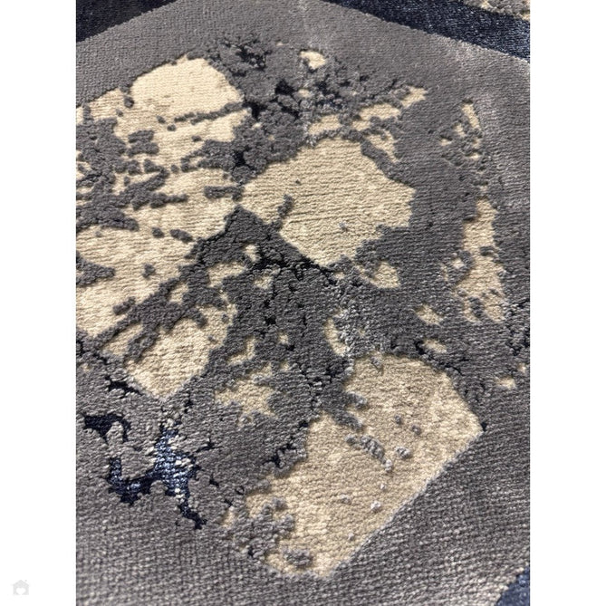 Aurora AU19 Hexagon Modern Abstract Distressed Marbled Metallic Shimmer Textured High-Density Soft Smooth Low Profile Short-Pile Navy Blue/Blue/Charcoal/Silver Rug-Asiatic Carpets-Rug Love - The Most Loved Rug Store