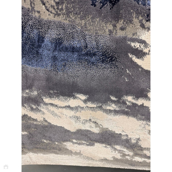 Aurora AU20 Storm Modern Abstract Distressed Marbled Metallic Shimmer Textured High-Density Soft Smooth Low Profile Polyblend Short-Pile Cream/Navy Blue/Charcoal/Silver/Blue-Grey/Pale Beige Rug-Asiatic Carpets-Rug Love - The Most Loved Rug Store