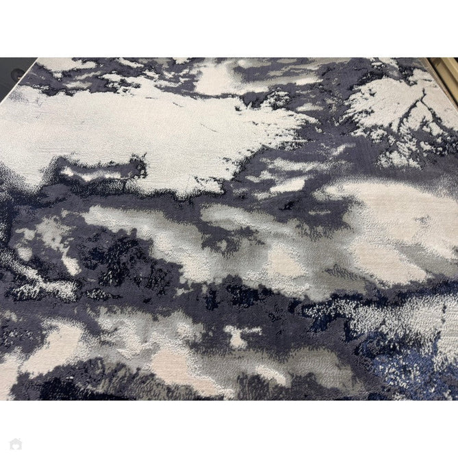 Aurora AU20 Storm Modern Abstract Distressed Marbled Metallic Shimmer Textured High-Density Soft Smooth Low Profile Polyblend Short-Pile Cream/Navy Blue/Charcoal/Silver/Blue-Grey/Pale Beige Rug-Asiatic Carpets-Rug Love - The Most Loved Rug Store