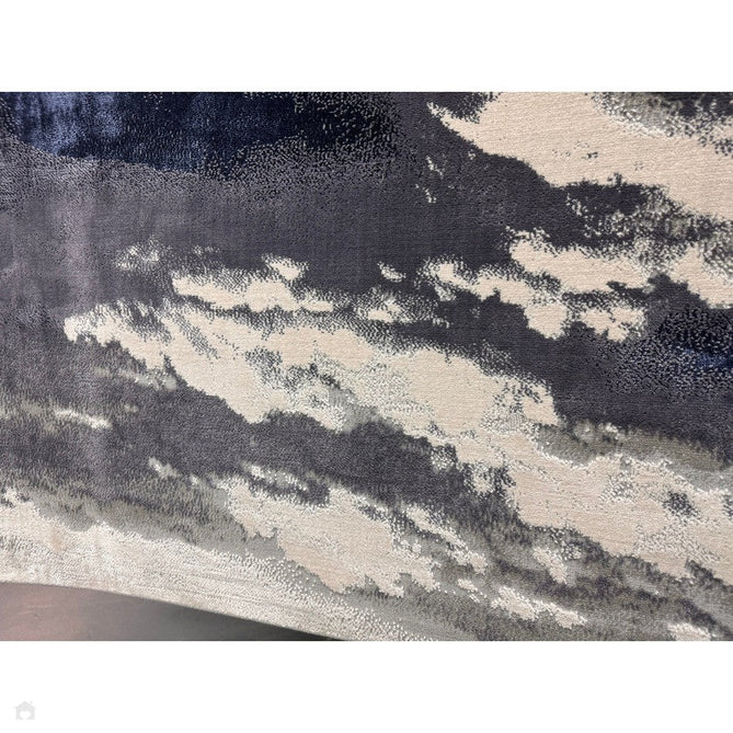 Aurora AU20 Storm Modern Abstract Distressed Marbled Metallic Shimmer Textured High-Density Soft Smooth Low Profile Polyblend Short-Pile Cream/Navy Blue/Charcoal/Silver/Blue-Grey/Pale Beige Rug-Asiatic Carpets-Rug Love - The Most Loved Rug Store